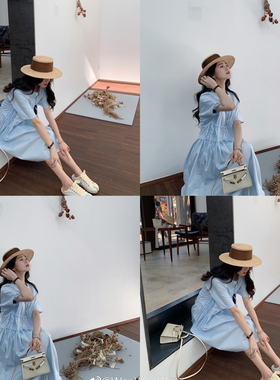 新款mali玛丽安娜同款草帽 纸草天然宝草拉菲草防晒帽子女平顶帽