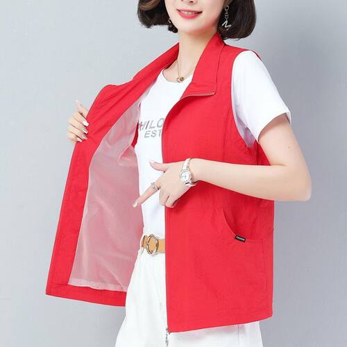 【带透气网】夏季轻薄防晒马甲女中年妈妈外穿背心宽松大码马夹