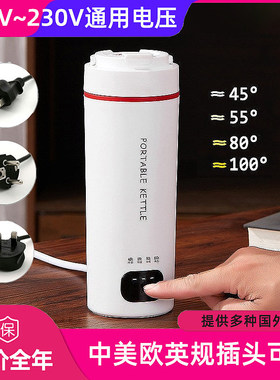 110V220V通用电压电热水杯美英欧规全球可用烧水壶便携电热水壶