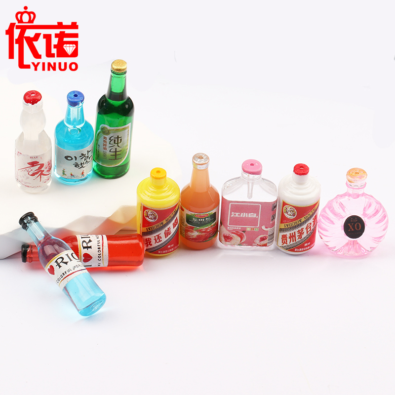 树脂迷你食玩仿真立体小酒瓶果汁汽水奶茶饮料diy饰品道具混装