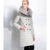 品质爆表90白鸭绒双排扣中长法式 法柜 莼原 气质羽绒服女