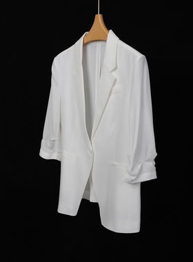 PALO WIETING｜日本進口醋酸明线圆摆后开衩7分袖西装 26夏新品