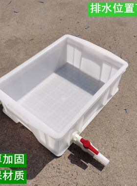 带排水龟箱加厚白色小型鱼池养龟盆带排水孔胶箱饲养草龟巴西龟盆