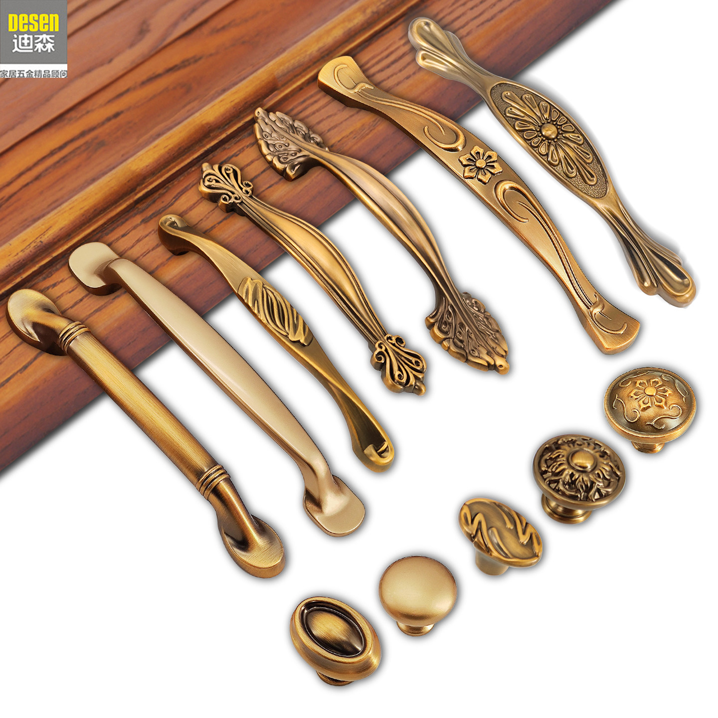 迪森美式古铜色柜门拉手现代简约衣柜橱柜抽屉柜子复古单孔门把手