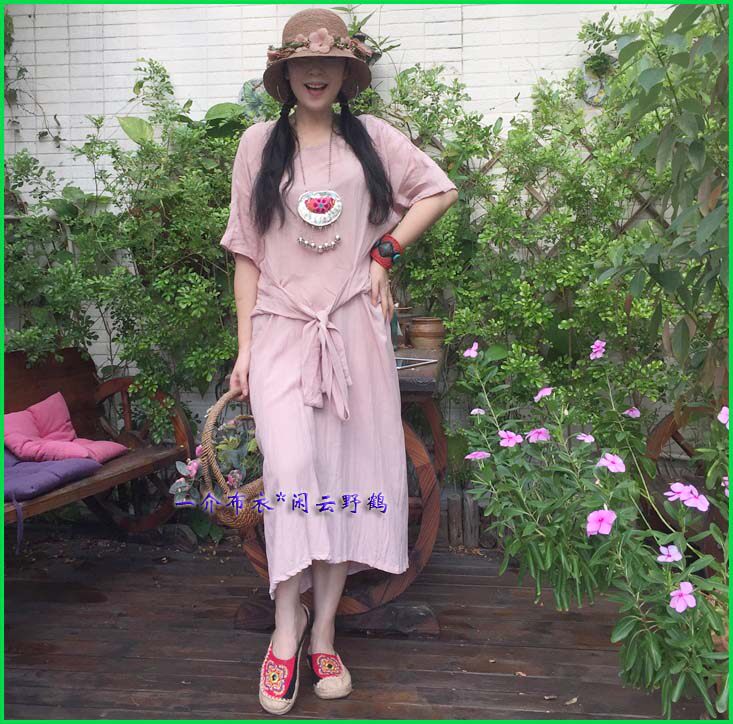 原创系带不规则宽松连衣裙清仓