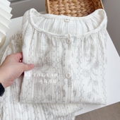 捕梦花｜秋季 韩系温柔全棉柔软亲肤双层纱布纯棉圆领宽松睡衣女士