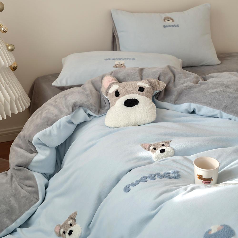 毛巾绣四件套230g牛奶绒少女心