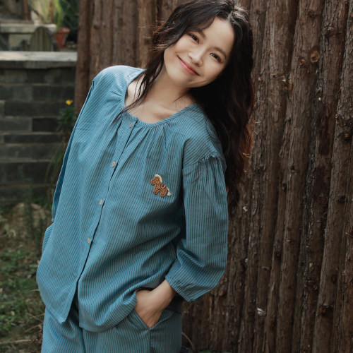 春季女小马纯棉纱布开衫睡衣