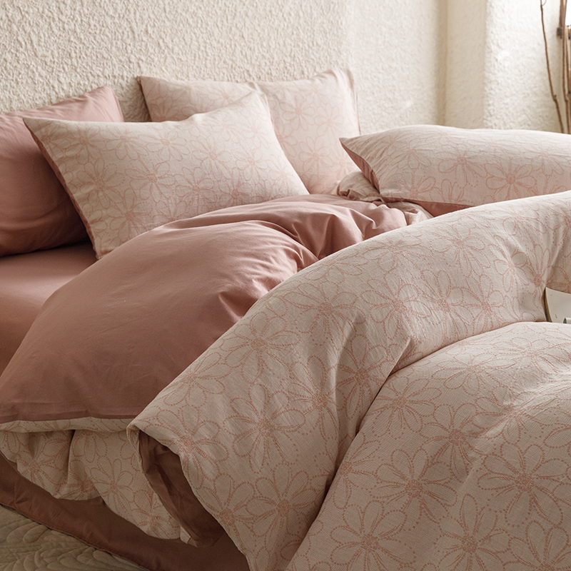 提花四件套纯棉复古三层纱