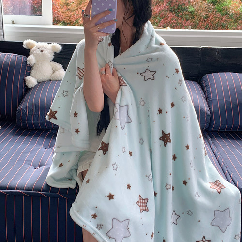 少女牛奶绒休闲薄盖毯四季空调毯