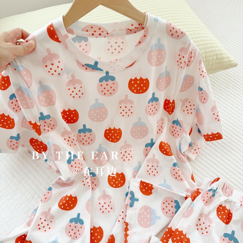 家居服套装七分裤甜甜草莓睡裙