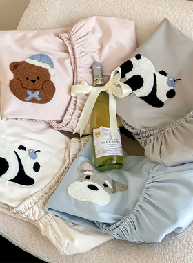 在耳边春夏100s长绒棉全棉贡缎毛巾绣床笠三件套纯棉床垫保护罩