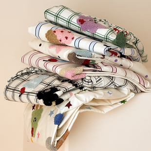 可爱卡通100S全棉贡缎毛巾绣床笠纯棉床罩全包防滑床垫保护罩床套