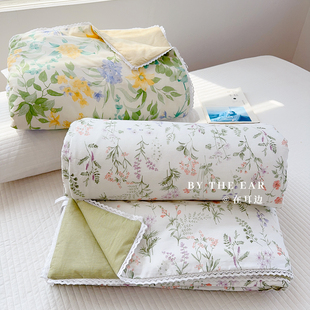 田园小清新碎花全棉夏凉被夏季 薄被子花边纯棉空调被双人被可水洗