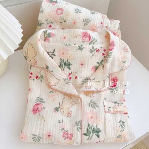 日系女款棉纱全棉婴儿棉家居服