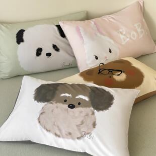 在耳边秋冬纯棉100s磨毛单只枕套卡通长绒棉全棉枕头套48 74cm