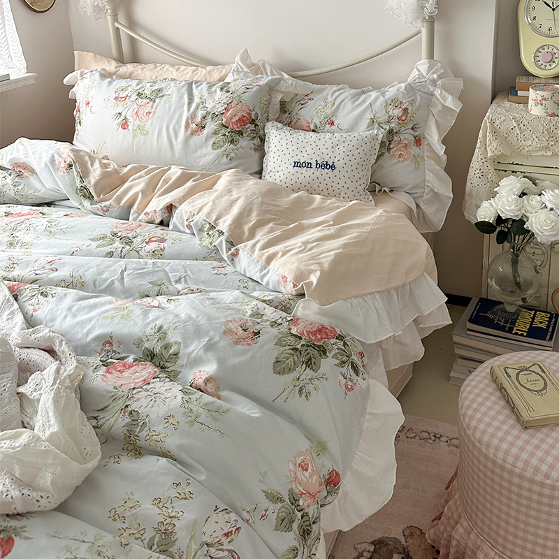 法式庄园四件套纯棉复古风荷叶边