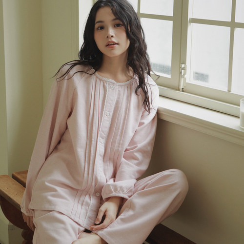 小清新女士全棉磨毛绒布睡衣