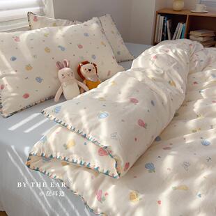 1.8m床上用品 可爱南瓜果果全棉四件套柔软纯棉双层纱被套床笠款