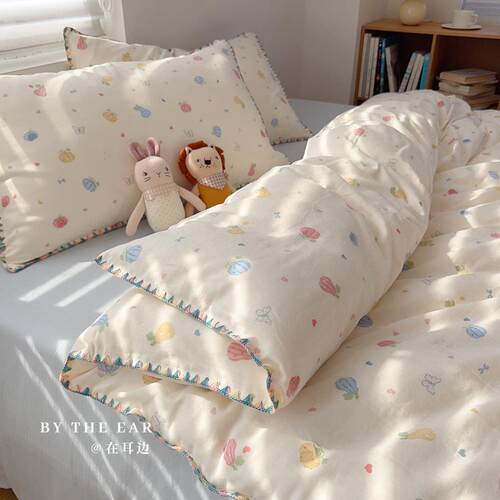 南瓜果果四件套全棉双层纱