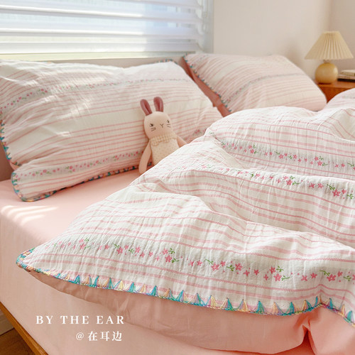 复古小碎花全棉水洗棉提花四件套