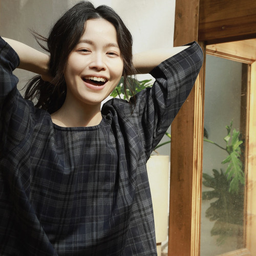 春秋全棉双层纱格纹女睡衣套装