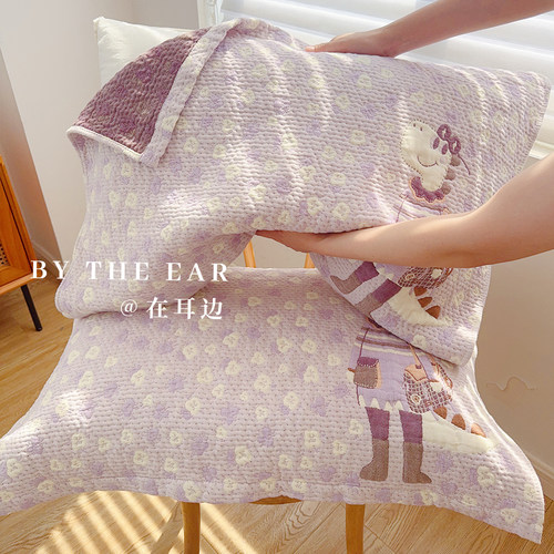 纯棉可爱卡通防头油纱布枕头巾