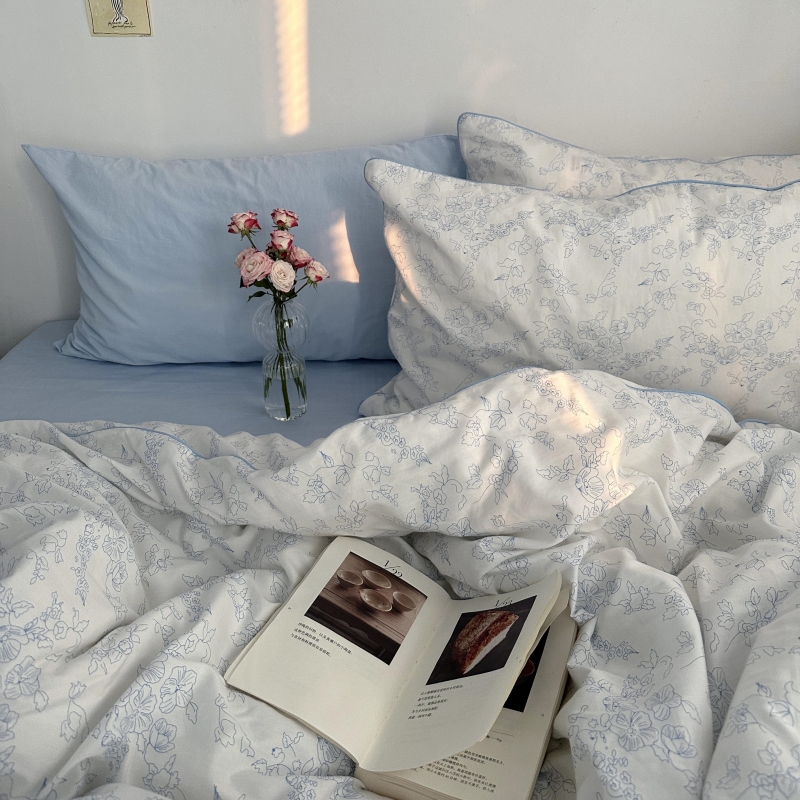 白茶碎花四年套全棉清新法式复古