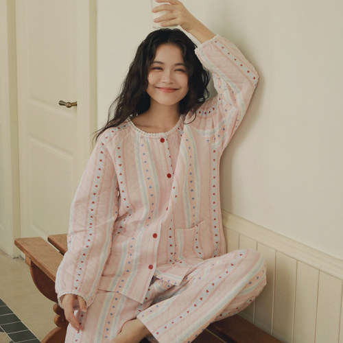 心生欢喜日系甜美纯棉夹棉睡衣