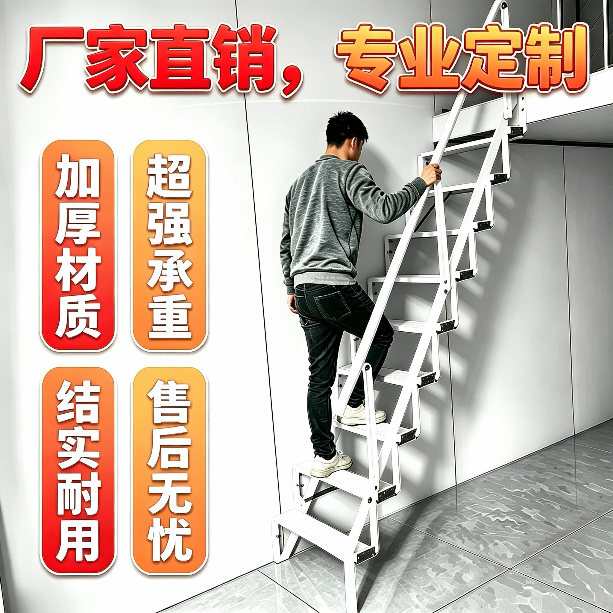节省空间折叠楼梯直销锋步钢制