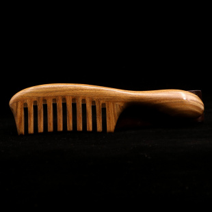 大齿宽齿烫发梳有柄家用按摩梳防脱发绿檀木梳送妈妈常州梳篦礼盒