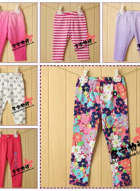 清仓 外贸原单PLAC*春夏纯棉女童婴儿宝宝九分打底裤子