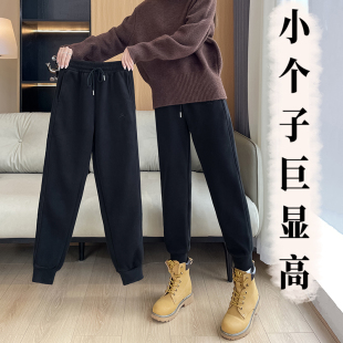 八分小个子运动裤女秋冬季加绒保暖高腰显瘦九分束脚休闲大码卫裤