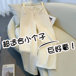 九分宽松高级垂感小个子直筒裤 2026新款 女春夏薄款 白色纯棉阔腿裤