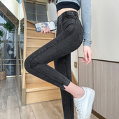 打底裤 开叉高腰八分小脚铅笔九分仿牛仔裤 女外穿小个子春秋季 新款