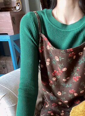iuui·le 复古碎花灯芯绒吊带裙女2025新款春秋休闲高级感小个子