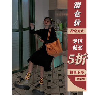 【5折】赫本港风针织花边连身裙早春新款收腰气质修身长裙