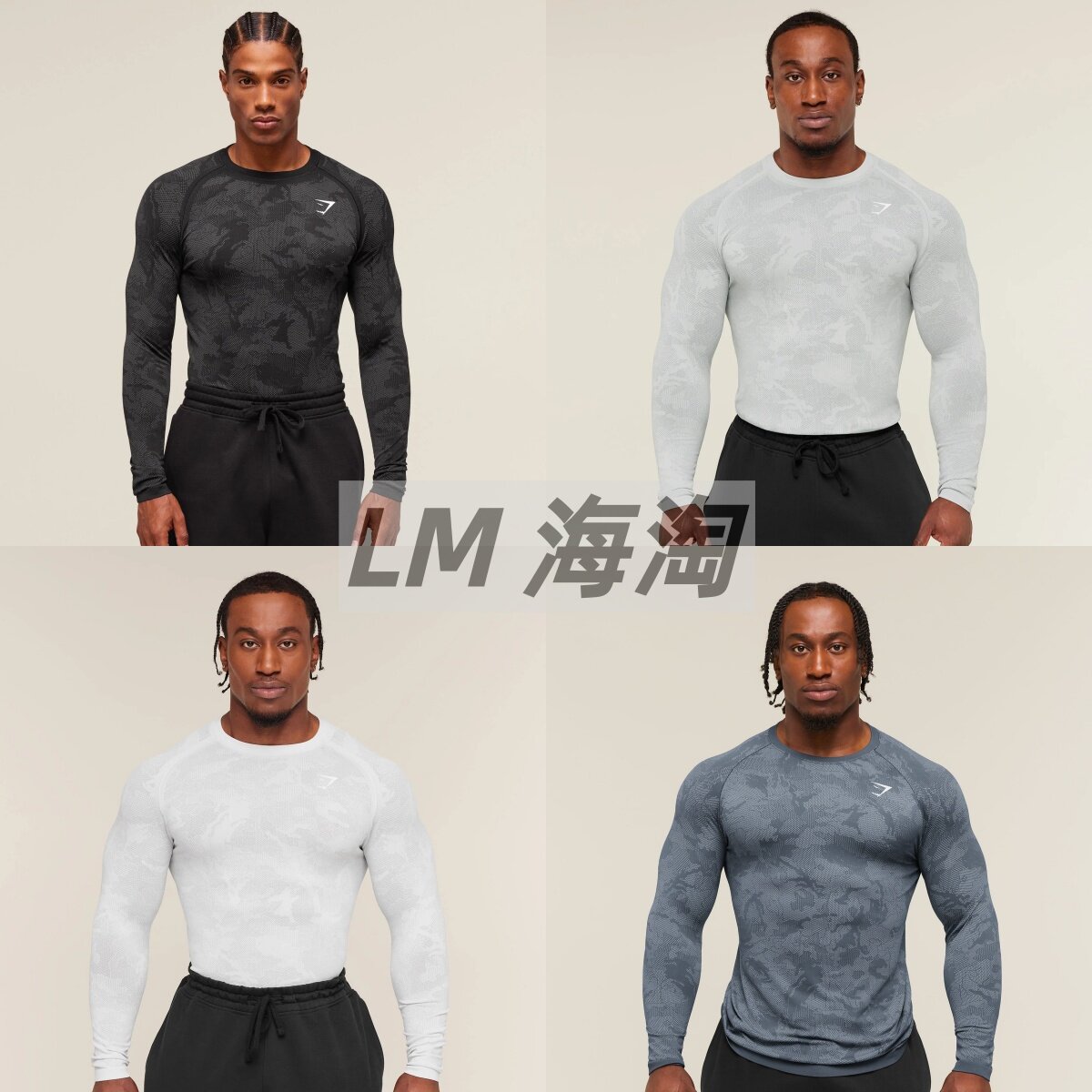 官网代购GYMSHARK Geo运动速干健身透气舒适轻薄无缝修身长袖上衣