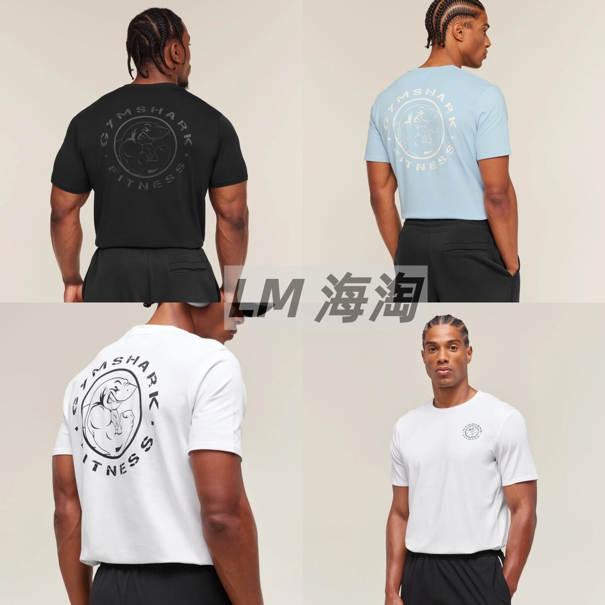 正品代购GYMSHARK Legacy运动健身夏季男士修身纯棉印花短袖上衣