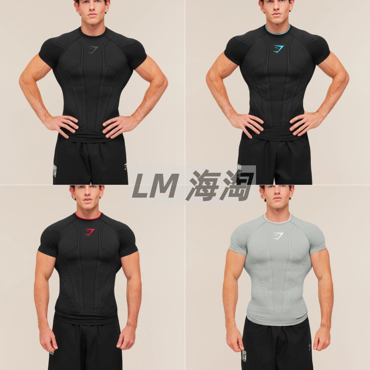 正品代购GYMSHARK 超级英雄ONYX V1健身运动修身速干舒适短袖T恤