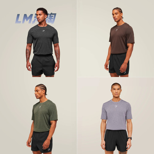 正品代购GYMSHARK Lightweight 健身男士百搭休闲短袖透气无缝T恤