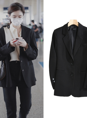 FBB WORKS 黑色小西装外套女春秋季韩版休闲百搭西服上衣
