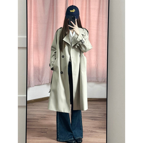 FBB WORKS 垂感中长款风衣女宽松休闲简约气质高级感英伦风高个子