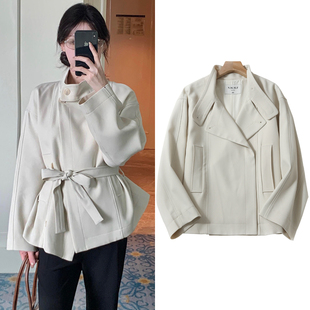 白色立领短款 柏林傍晚 风衣女春秋宽松英伦风廓形外套 WORKS FBB