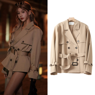 秋意浓拽姐穿搭廓形显瘦双排扣中长款 FBB 巴宝栗子 风衣 WORKS
