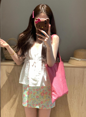 FBB WORKS 【南法庄园】小清新碎花短裙春季a字包臀裙/吊带背心