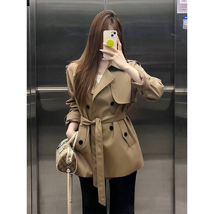 FBB 名媛风衣 秋冬气质高定精品纯色收腰短款 风衣外套女 WORKS