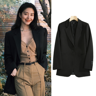 FBB 慵懒风休闲黑色西装 外套女韩版 宽松百搭西服上衣女 WORKS