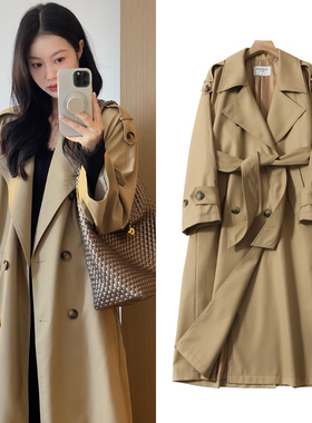 FBB WORKS 智贤风衣双排扣大衣外套女秋冬中长款韩版显瘦宽松上衣