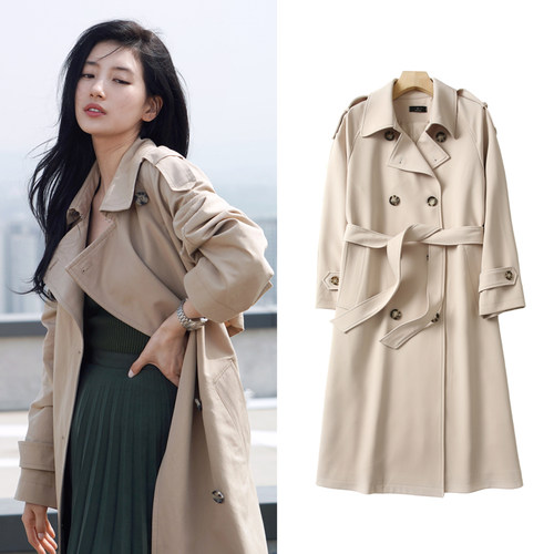 明星同款中长款风衣厂家直销英伦